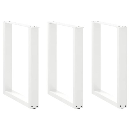 Pieds de table à manger en U, 3 pièces, blanc, 70 x (72-73) cm, acier 