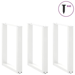 Pieds de table à manger en U, 3 pièces, blanc, 70 x (72-73) cm, acier 