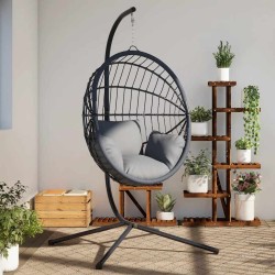 Support de chaise suspendue en forme d'œuf anthracite acier 