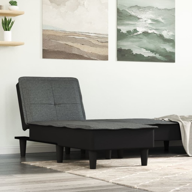 Chaise longue gris foncé tissu 