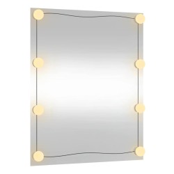 Miroir mural avec lumières LED 50x60 cm verre rectangulaire 