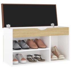 Banc à chaussures et coussin Blanc chêne sonoma Bois ingénierie 