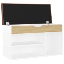 Banc à chaussures et coussin Blanc chêne sonoma Bois ingénierie 