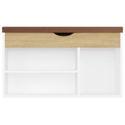 Banc à chaussures et coussin Blanc chêne sonoma Bois ingénierie 