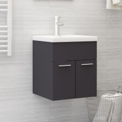 Armoire d'évier avec lavabo intégré Gris Aggloméré 