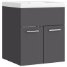 Armoire d'évier avec lavabo intégré Gris Aggloméré 