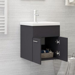 Armoire d'évier avec lavabo intégré Gris Aggloméré 