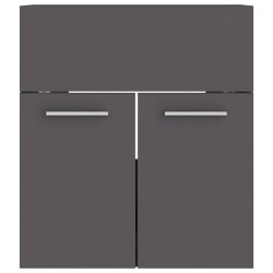 Armoire d'évier avec lavabo intégré Gris Aggloméré 