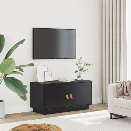 Meuble TV Noir 80x34x40 cm Bois de pin massif 