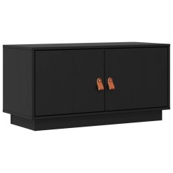 Meuble TV Noir 80x34x40 cm Bois de pin massif 