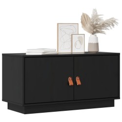 Meuble TV Noir 80x34x40 cm Bois de pin massif 