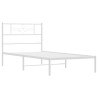 Cadre de lit métal sans matelas et tête de lit blanc 100x190 cm 