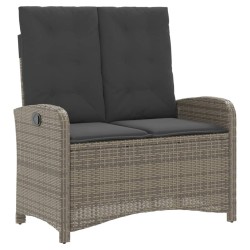 Banc inclinable de jardin avec coussins gris résine tressée 