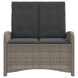 Banc inclinable de jardin avec coussins gris résine tressée 