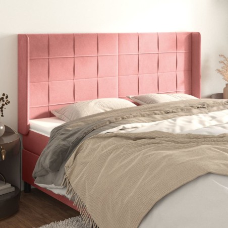 Tête de lit avec oreilles Rose 163x16x118/128 cm Velours 