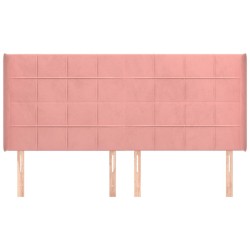 Tête de lit avec oreilles Rose 163x16x118/128 cm Velours 