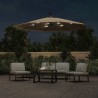 Parasol de jardin en porte-à-faux et lumières LED mât en acier 