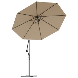 Parasol de jardin en porte-à-faux et lumières LED mât en acier 