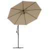 Parasol de jardin en porte-à-faux et lumières LED mât en acier 