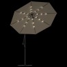 Parasol de jardin en porte-à-faux et lumières LED mât en acier 