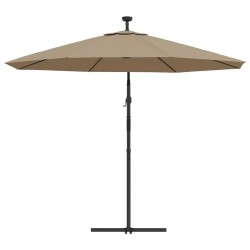 Parasol de jardin en porte-à-faux et lumières LED mât en acier 