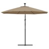 Parasol de jardin en porte-à-faux et lumières LED mât en acier 