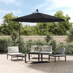 Parasol de jardin en porte-à-faux et lumières LED mât en acier 