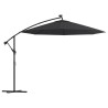 Parasol de jardin en porte-à-faux et lumières LED mât en acier 