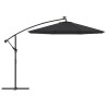 Parasol de jardin en porte-à-faux et lumières LED mât en acier 