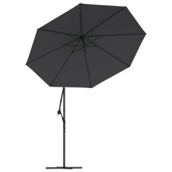 Parasol de jardin en porte-à-faux et lumières LED mât en acier 
