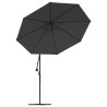 Parasol de jardin en porte-à-faux et lumières LED mât en acier 