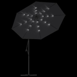 Parasol de jardin en porte-à-faux et lumières LED mât en acier 