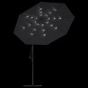 Parasol de jardin en porte-à-faux et lumières LED mât en acier 