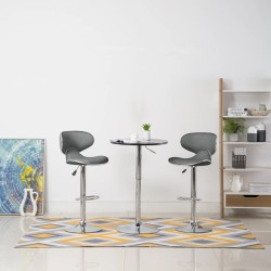 Tabourets de bar lot de 2 gris similicuir 