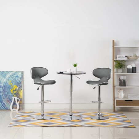 Tabourets de bar lot de 2 gris similicuir 