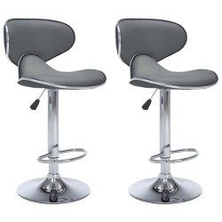 Tabourets de bar lot de 2 gris similicuir 