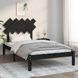 Cadre de lit sans matelas noir 100x200 cm bois massif 