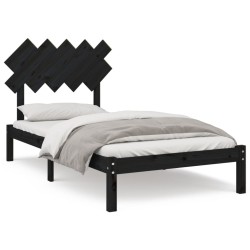 Cadre de lit sans matelas noir 100x200 cm bois massif 