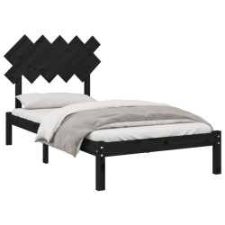 Cadre de lit sans matelas noir 100x200 cm bois massif 