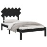 Cadre de lit sans matelas noir 100x200 cm bois massif 