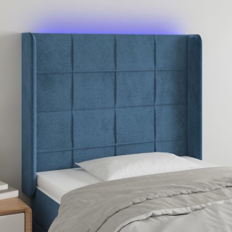 Tête de lit à LED Bleu foncé 103x16x118/128 cm Velours 