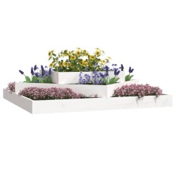 Jardinière Blanc 112x112x27 cm Bois massif de pin 