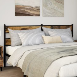 Tête de lit chêne fumé 200 cm fer et bois d'ingénierie 