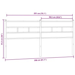 Tête de lit chêne fumé 200 cm fer et bois d'ingénierie 