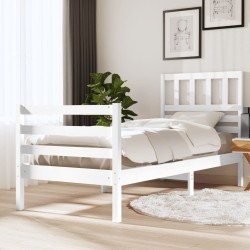 Cadre de lit sans matelas blanc 75x190 cm bois massif 