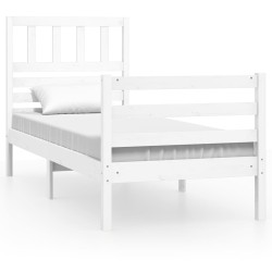 Cadre de lit sans matelas blanc 75x190 cm bois massif 
