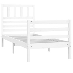 Cadre de lit sans matelas blanc 75x190 cm bois massif 