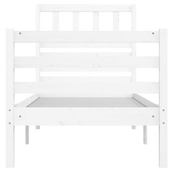 Cadre de lit sans matelas blanc 75x190 cm bois massif 