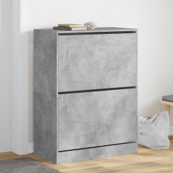 Armoire à chaussures 2 tiroirs rabattables gris béton 
