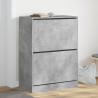 Armoire à chaussures 2 tiroirs rabattables gris béton 